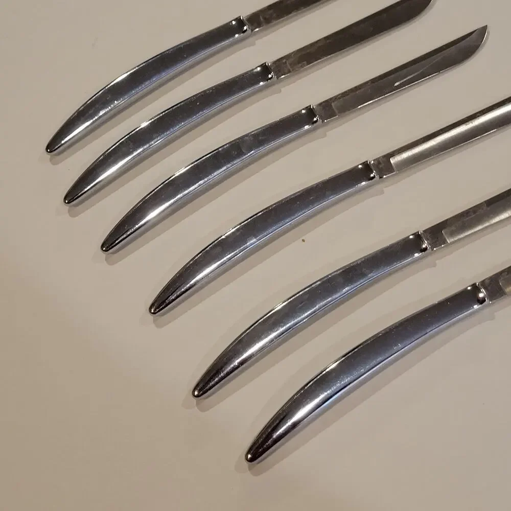 Vintage ZYLCO Electro Edge  Saladmaster 400 Set of 6 Knives Felt-Lined Wood Box
